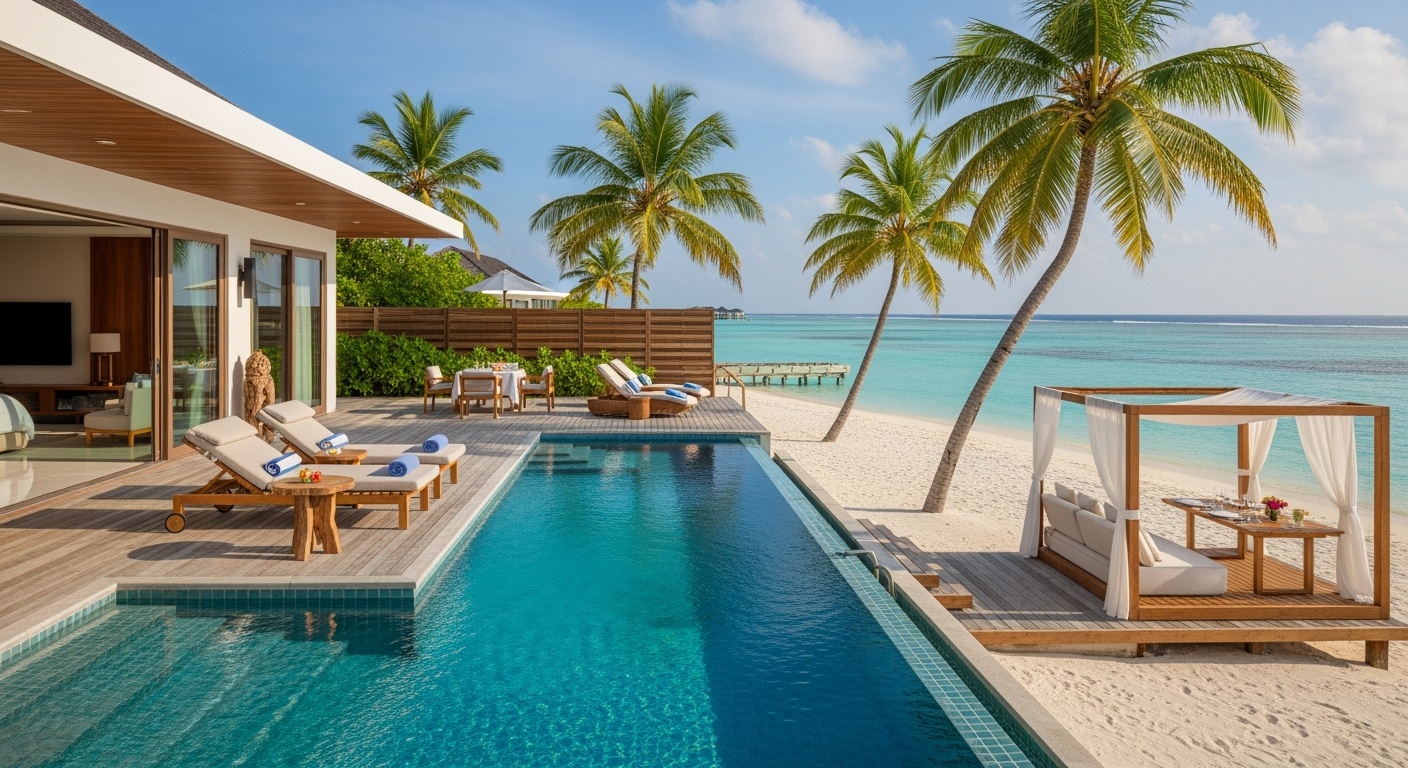 Luxury beach villa with infinity pool and ocean view