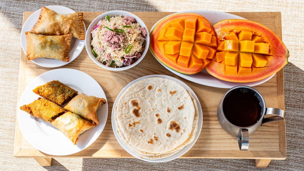 Maldivian breakfast with mas huni, roshi and short eats