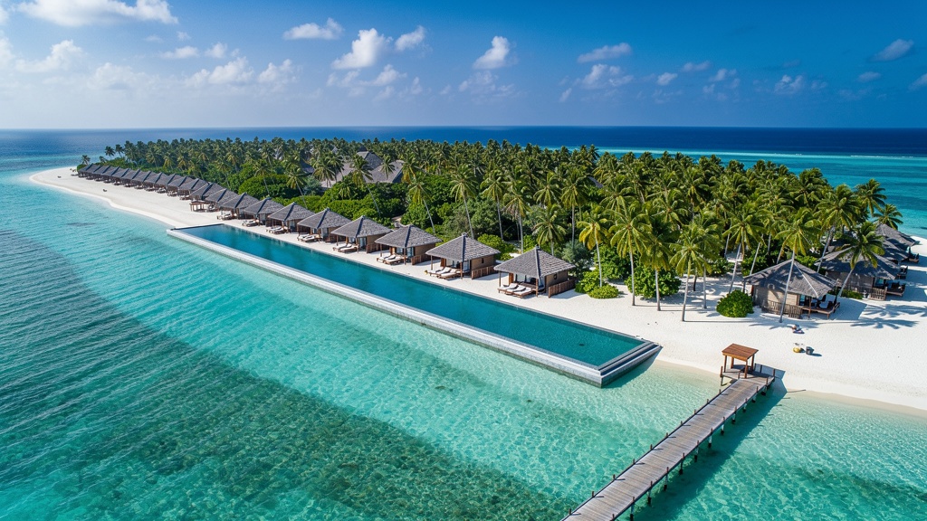 Private resort island with beach villas and pool
