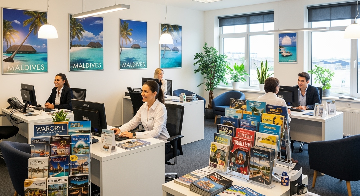 Modern travel agency office