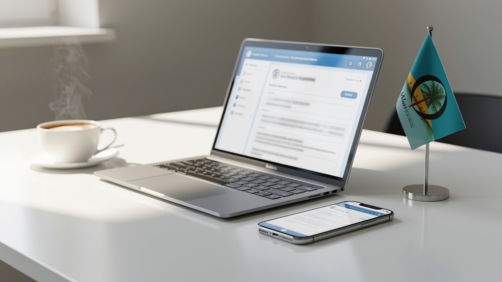 Smartphone and laptop with an online travel declaration form
